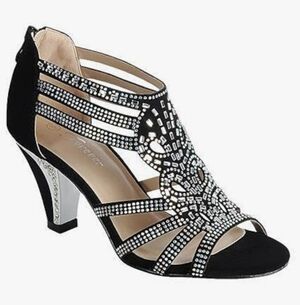 Forever | Strappy Rhinestone Black Sprarkly Women's Heels